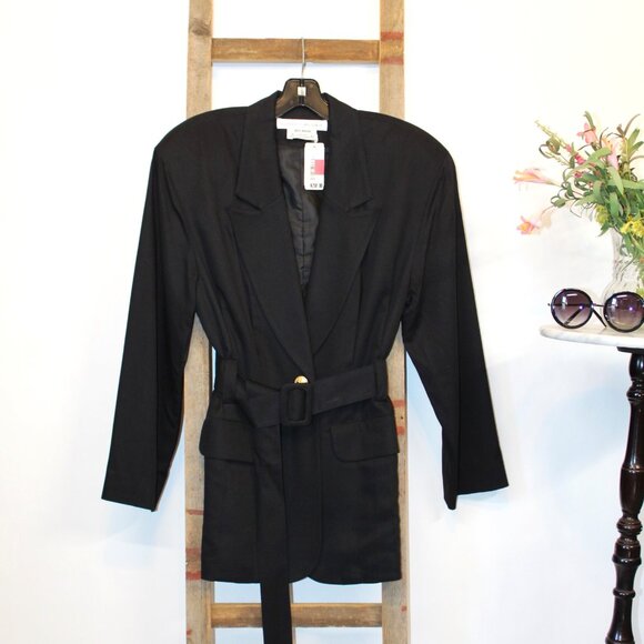 Vintage Eleanor P Brenner Rayon Trench Coat Style Blazer w/Pockets - Picture 8 of 8